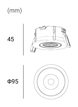 Archilight Halo WF Series 8W Tiltable Recessed Downlight Dimensions (mm)