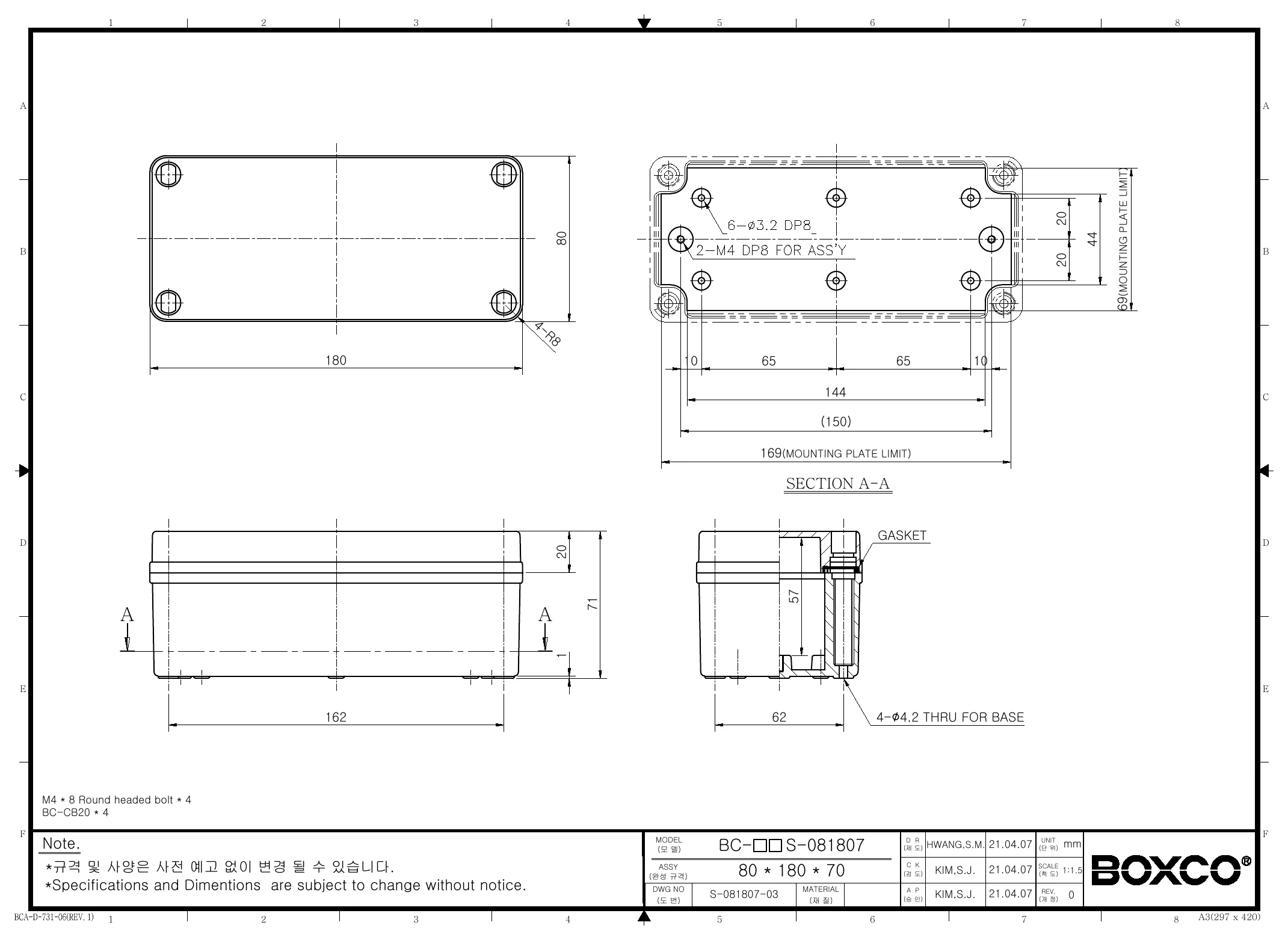 BC-AGS-081807 Dimensions (mm)