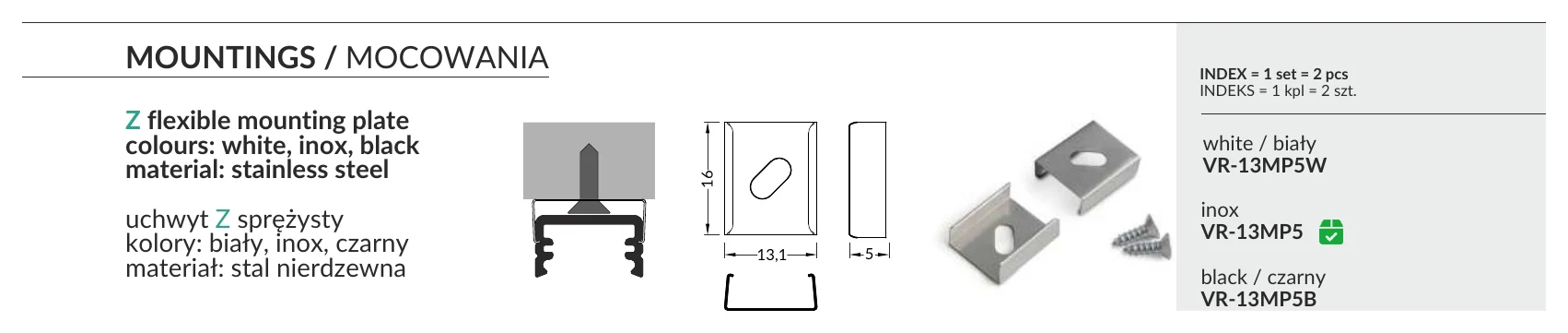 VR-08S-EC MOUNTINGS / MOCOWANIA