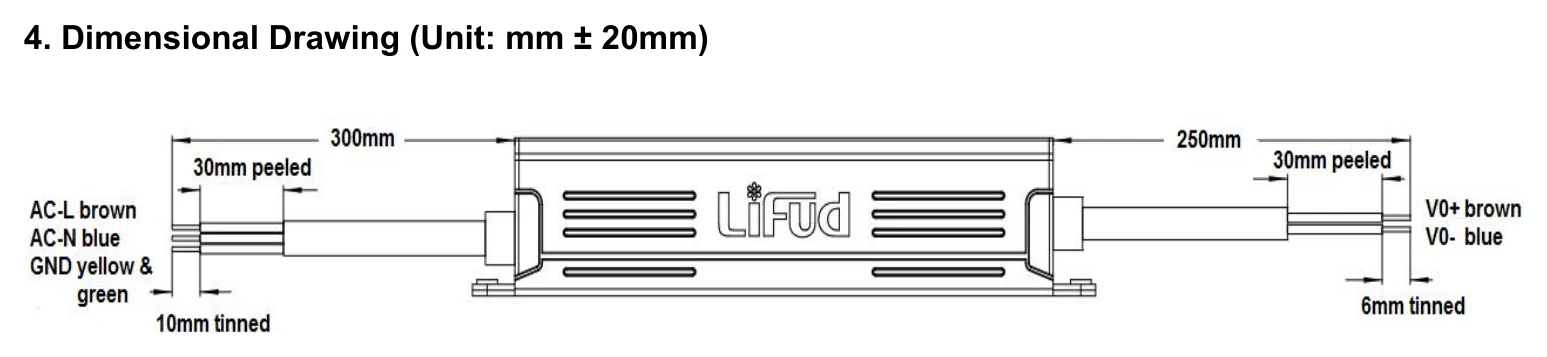 LF-GOE100YV024A 4. Dimensional Drawing (Unit: mm ± 20mm)