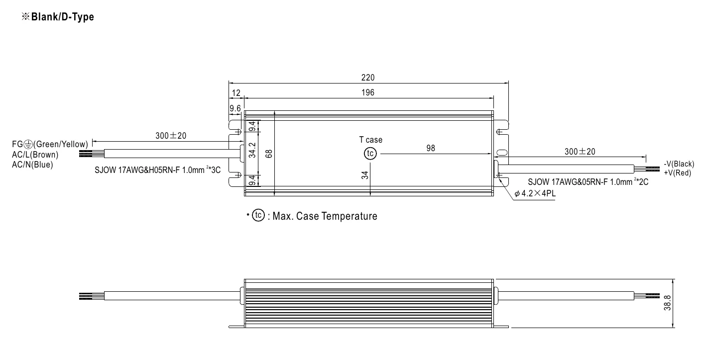 HLG-120H-42 MECHANICAL SPECIFICATION ※Blank/D-Type